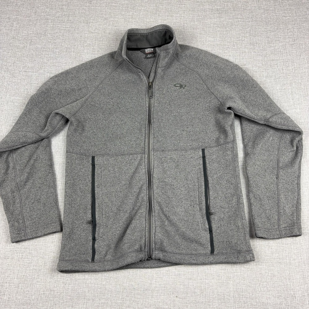 Outdoor Research Middle Fork Fleece Jacket Mens M Gray Full Zip Hiking Gorpcore